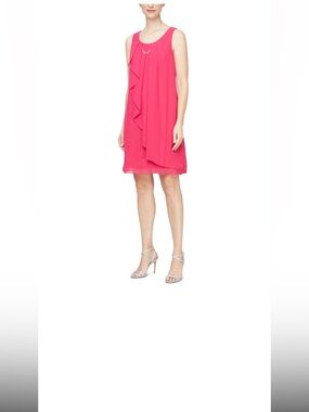 SLNY Sorbet Sleeveless Ruffle Shift Dress